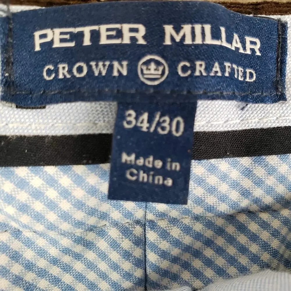 Peter Millar 34x30 Brown Corduroy Crown Sport Flat Front Straight Corduroy Pants